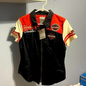 Brand new, never warn, Harley Davidson medium shirt with zip front